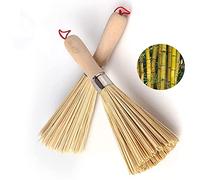 Confezione da 2 spazzole tradizionali per wok in bambù naturale, spazzola per la pulizia della cucina, spazzola per la pulizia di piatti, pentole in ghisa, padelle, verdure e lavello