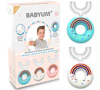 Confezione da 2 spazzolini a forma di U Donut per bambini o neonati, setole in silicone, massa le gengive e forniscono una pulizia per un sorriso sano (bambini di età compresa tra 2 e 6anni) - Blu