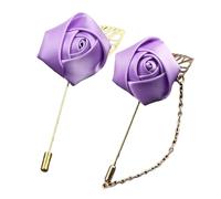 Confezione Da 2 Spille A Forma Di Rosa, Spilla Floreali Da Uomo Per Abiti Da Sposa, Banchetti E Feste, Set Di Floral Brooch In Raso Colorato, Accessorio Per Bouquet(Light Purple)