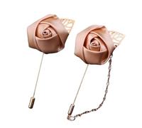 Confezione Da 2 Spille A Forma Di Rosa, Spilla Floreali Da Uomo Per Abiti Da Sposa, Banchetti E Feste, Set Di Floral Brooch In Raso Colorato, Accessorio Per Bouquet(Champagne)