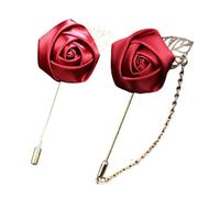 Confezione Da 2 Spille A Forma Di Rosa, Spilla Floreali Da Uomo Per Abiti Da Sposa, Banchetti E Feste, Set Di Floral Brooch In Raso Colorato, Accessorio Per Bouquet(Wine Red)
