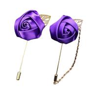 Confezione Da 2 Spille A Forma Di Rosa, Spilla Floreali Da Uomo Per Abiti Da Sposa, Banchetti E Feste, Set Di Floral Brooch In Raso Colorato, Accessorio Per Bouquet(Dark Purple)