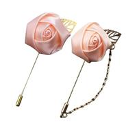 Confezione Da 2 Spille A Forma Di Rosa, Spilla Floreali Da Uomo Per Abiti Da Sposa, Banchetti E Feste, Set Di Floral Brooch In Raso Colorato, Accessorio Per Bouquet(Pink)