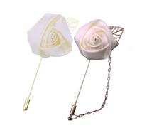 Confezione Da 2 Spille A Forma Di Rosa, Spilla Floreali Da Uomo Per Abiti Da Sposa, Banchetti E Feste, Set Di Floral Brooch In Raso Colorato, Accessorio Per Bouquet(Beige)