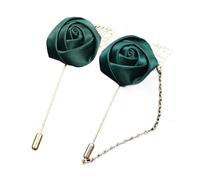 Confezione Da 2 Spille A Forma Di Rosa, Spilla Floreali Da Uomo Per Abiti Da Sposa, Banchetti E Feste, Set Di Floral Brooch In Raso Colorato, Accessorio Per Bouquet(Dark Green)