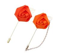 Confezione Da 2 Spille A Forma Di Rosa, Spilla Floreali Da Uomo Per Abiti Da Sposa, Banchetti E Feste, Set Di Floral Brooch In Raso Colorato, Accessorio Per Bouquet(Orange)