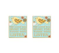 Confezione da 2 spille smaltate a forma di uccello stravagante, citazione "The Earth Has Music for Those Who Listen", spille da bavero floreali ispirate alla natura, regali ispiratori per gli amanti