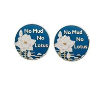 Confezione da 2 spille smaltate "No Mud No Lotus", con citazione ispiratrice a forma di fiore di loto, spille da bavero in lega di metallo, da uomo e da donna