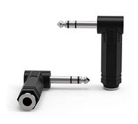Confezione da 2 Spina maschio stereo da 6,35 mm ad angolo retto a Adattatore audio femmina Jack stereo da 1/4" 6,35 mm