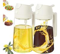 Confezione da 2, spruzzatore per olio d'oliva per cucinare, 2 in 1/16 oz/470 ml, bottiglia spray per olio in vetro, bottiglia per gadget da cucina, friggitrice ad aria, insalata, frittura, barbecue