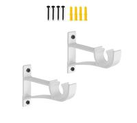 Confezione da 2 staffe per tende resistenti per asta da 2,3 a 2,5 cm, ganci robusti per soggiorno, camera da letto, bagno, bianco