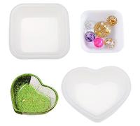 Confezione da 2 stampi in resina a forma di cuore, forma quadrata, per gioielli, mini ciotola, in silicone, graziosi contenitori decorativi in resina epossidica, per piccoli oggetti, gioielli, arte