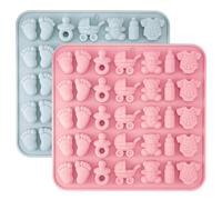 Confezione da 2 stampi in silicone a forma di piedini, per biberon, ciuccio, carrozza, orso, per cioccolatini, caramelle, torte gommose, decorazioni per cupcake