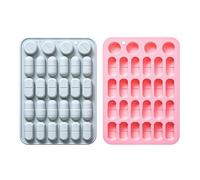 Confezione da 2 stampi in silicone a forma di pillola, a forma di pillola, per cioccolato, cubetti di ghiaccio, torte, dessert, caramelle, mousse, pasticcini, sapone fatto a mano, topper per cupcake