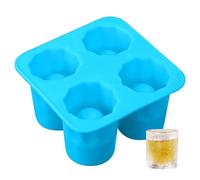 Confezione da 2 stampi in silicone per bicchierini da liquore per congelatore, con 4 cavità, cubetti di ghiaccio riutilizzabili per whisky, contiene 28,3 g ciascuno, 3,5 cm, stampo in silicone facile