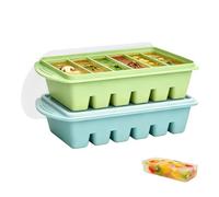 Confezione da 2 stampi in silicone per congelatore con coperchio, contenitori per zuppe e cubetti di ghiaccio, contenitori per congelare zuppe brodo avanzi di salsa, lavabili in lavastoviglie