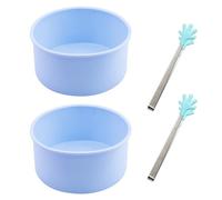 Confezione da 2 stampi per friggitrici ad aria chiara, con 2 mollette blu anti-caldo, per la colazione e la cucina domestica, per panini per muffin, silicone per friggitrice ad aria