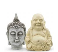 Confezione da 2 statue da giardino Buddha ornamento zen decorazione da estern...