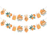 Confezione da 2 striscioni Little Cutie, ghirlande arancioni per decorazioni per baby shower, a tema agrumi, compleanno, mandarino, clementine, frutta, forniture per feste