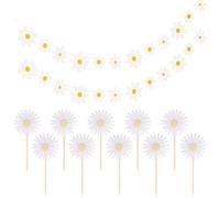 Confezione da 2 striscioni margherite con 10 inserti, decorazioni floreali compleanni, funerali, matrimoni, lauree