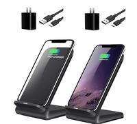 Confezione da 2 supporti di ricarica wireless, supporto di ricarica rapida da 20 W con adattatore QC3.0 per Samsung Galaxy S25/S25+/S25 Ultra/S24/S23/S22/S21/Note, per iPhone 17 Air Pro Max/16/15/14
