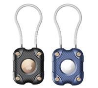 Confezione da 2 supporti per Airtag con cavo metallico, chiusura sicura Airtag, impermeabile IPX7, custodia protettiva rigida a 360°, per portachiavi Apple Air, portachiavi, auto, bagagli