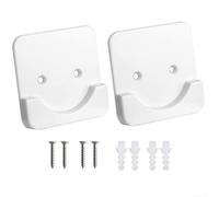 Confezione da 2 supporti per asta per tenda da doccia, montaggio a parete per bagno, in plastica ABS bianca e nera, senza trapano o viti, si adatta alla maggior parte dei pali standard fino a 9,1 kg