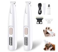 Confezione da 2 tagliazampe per cani e gatti, a basso rumore, ricaricabile, impermeabile, con luce LED, per zampe, occhi, orecchie, groppa, kit per la toelettatura del cane, con spazzola per la