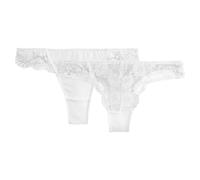 Confezione da 2 tanga in pizzo e microfibra Anthea Bianco 44 (IT) - 40 (FR) Floreale