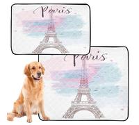 Confezione da 2 tappetini fangosi per cani di taglia grande, lavabili, antiscivolo, per viaggi, 61 x 91,4 cm + 91,4 x 106,7 cm, Torre Eiffel di Parigi