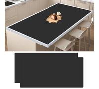 Confezione da 2 tappetini grandi in silicone per bancone della cucina, 120 x 60 cm, resistenti al calore, per isola della cucina, impermeabili, multiuso, protezione per piano di lavoro, nero