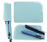 Confezione da 2 tappetini grandi in silicone resistente al calore per ferri arricciacapelli, 23 x 16,6 cm, piastra per capelli, ferri piatti e strumenti per lo styling dei capelli (verde)