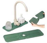 Confezione da 2 tappetini in silicone per rubinetto, paraspruzzi per lavello da cucina, tappetino assorbente per vaschetta antigoccia, 45 cm, verde, protegge il piano di lavoro da macchie d'acqua e