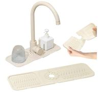 Confezione da 2 tappetini paraspruzzi in silicone per lavello da cucina, vassoio antigoccia assorbente, 37 cm, beige, protegge il piano di lavoro dai danni causati dall'acqua, accessorio ideale per la