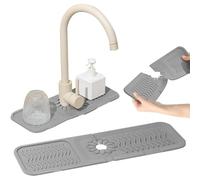 Confezione da 2 tappetini paraspruzzi in silicone per lavello della cucina, vassoio antigoccia assorbente d'acqua, protezione per rubinetto, 45 cm, grigio, protezione per piano di lavoro della cucina