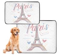 Confezione da 2 tappetini per pipì per cani, lavabili e antiscivolo, per esterni, 61 x 91,4 cm + 91,4 x 106,7 cm, motivo: Torre Eiffel