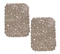 Confezione da 2 tappetini protettivi per lavello, 40 x 30 cm, antiscivolo in PVC, per cucina, drenaggio rapido, per lavelli in acciaio inossidabile e ceramica, piatti e vetreria, colore: grigio