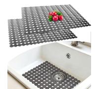 Confezione da 2 tappetini protettivi per lavello da cucina, per lavelli in ceramica/acciaio inossidabile, tappetino a drenaggio rapido, antiscivolo, protezione regolabile per lavello da bagno e cucina