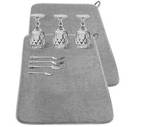 Confezione da 2 tappetini scolapiatti grandi per bancone della cucina, 61 x 43 cm, in microfibra, assorbenti, scolapiatti per piani di lavoro, lavelli, scolapiatti (grigio)