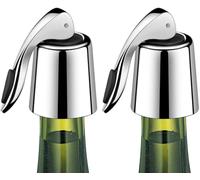 Confezione da 2 tappi per vino in acciaio inox, guarnizione in silicone per la freschezza del vino, set regalo premium