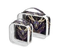 Confezione da 2 Tarocchi Bohemian Astrologia Colobull Principali trasparenti Borse da toilette decorative per viaggio donna TSA approvate TSA piccola borsa cosmetica trasparente Airport Airline
