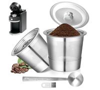 Confezione da 2 tazze K riutilizzabili adatte per Keurig 1.0, filtro per cialde da caffè in acciaio inox, ricaricabili K cup compatibili con caffettiera Keurig 1.0 con cucchiaio da 15 ml, spazzola per