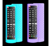 Confezione da 2 telecomandi in silicone per LG AKB75095307 AKB75375604 AKB74915305, telecomando antiscivolo per LG LCD, LED, HDTV 3D 4K OLED, si illumina al buio (viola brillante e blu)
