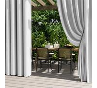 Confezione da 2 tende oscuranti impermeabili per esterni, con occhielli, termiche per patio, giardino, pera e gazebo, colore bianco, 140 x 260 cm, resina UV, protezione per la privacy