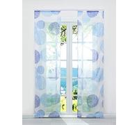 Confezione da 2 tende scorrevoli trasparenti con motivo a foglie blu, 57 x 145 cm, tende leggere per finestre per soggiorno e camera da letto, eleganti decorazioni per la casa