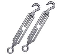 Confezione da 2 tenditori M12, tenditori regolabili con gancio e occhio, tensione del cavo della corda (2 pezzi, M12)