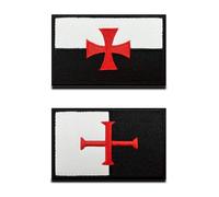 Confezione da 2 toppe ricamate con crociate di cavalieri templari e | Distintivi militari tattici per zaini, gilet e giacche all'aperto. Ideale per giocatori di softair, appassionati di storia