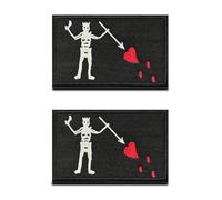 Confezione da 2 toppe tattiche da pirata Barbanera, ricamate con gancio e anello, con logo del capitano di Edwards, per zaini fai da te, cappelli, vestiti, giacche, jeans, imbracature per cani,