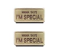 Confezione da 2 toppe tattiche marroni con scritta "Mama Says I am Special", divertenti toppe ricamate militari con gancio e anello per cani di taglia media e grande