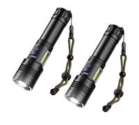 Confezione da 2 torce ricaricabili, 900000 lumen, ad alta potenza, super luminosa, 7 modalità con luce da lavoro, potente torcia a LED portatile impermeabile per campeggio, escursionismo, emergenze
